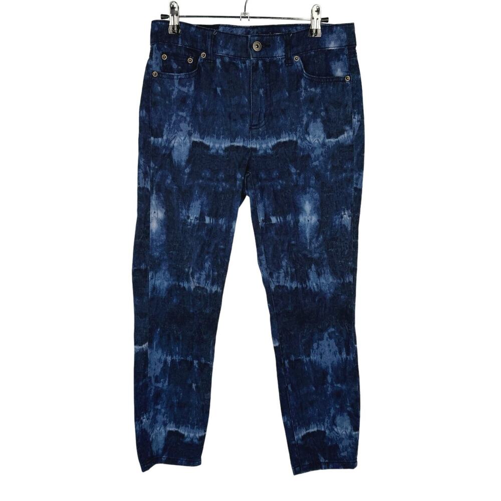 Lauren Ralph Lauren Dark Wash Tie Dye Denim Skinny Cropped‎ Jeans Women 4P